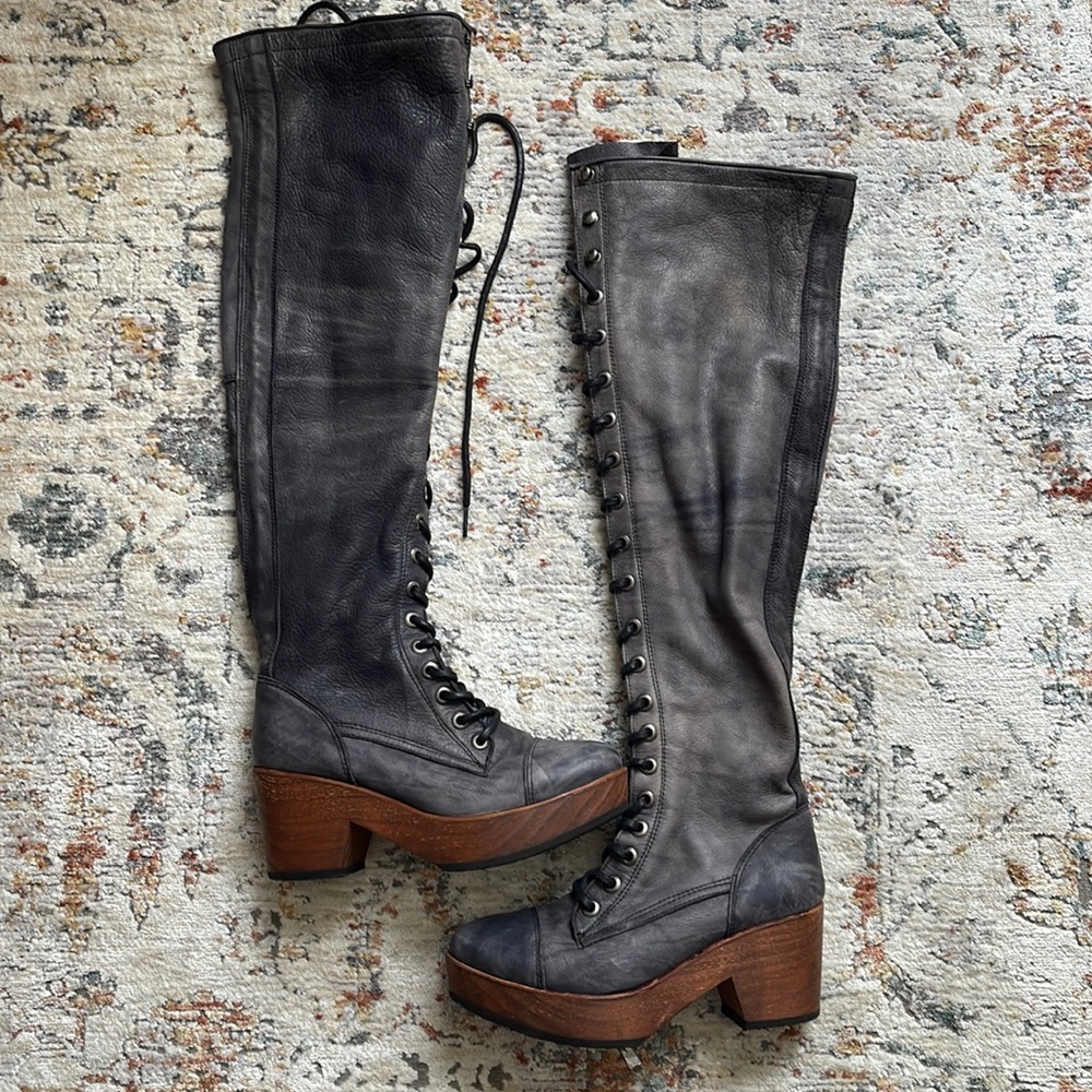 NWT FREE PEOPLE LACE UP OTK BOOTS 7